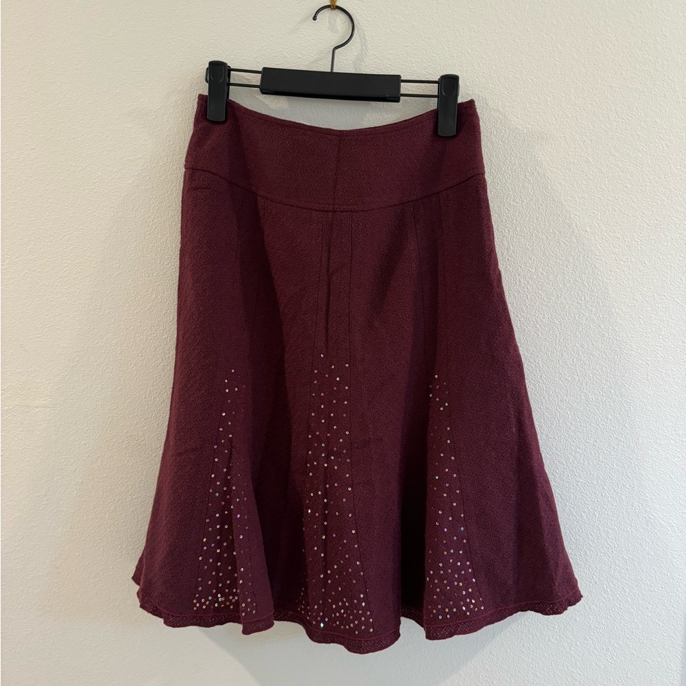 Wool-blend Purple-Red Skirt